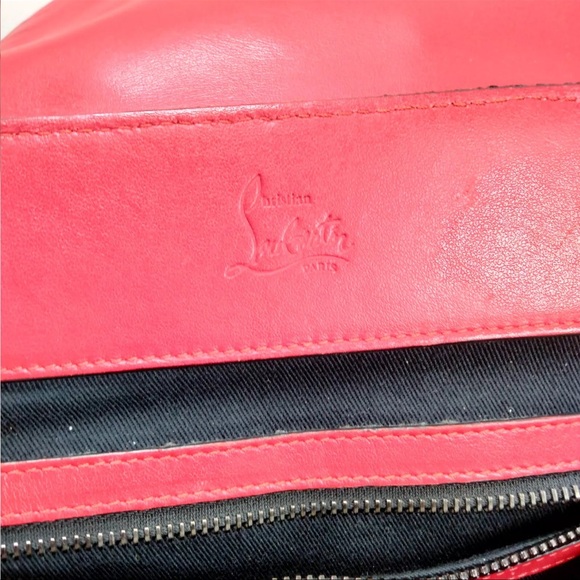 Christian Louboutin Studded Black denim and Red Backpack - Picture 7 of 11